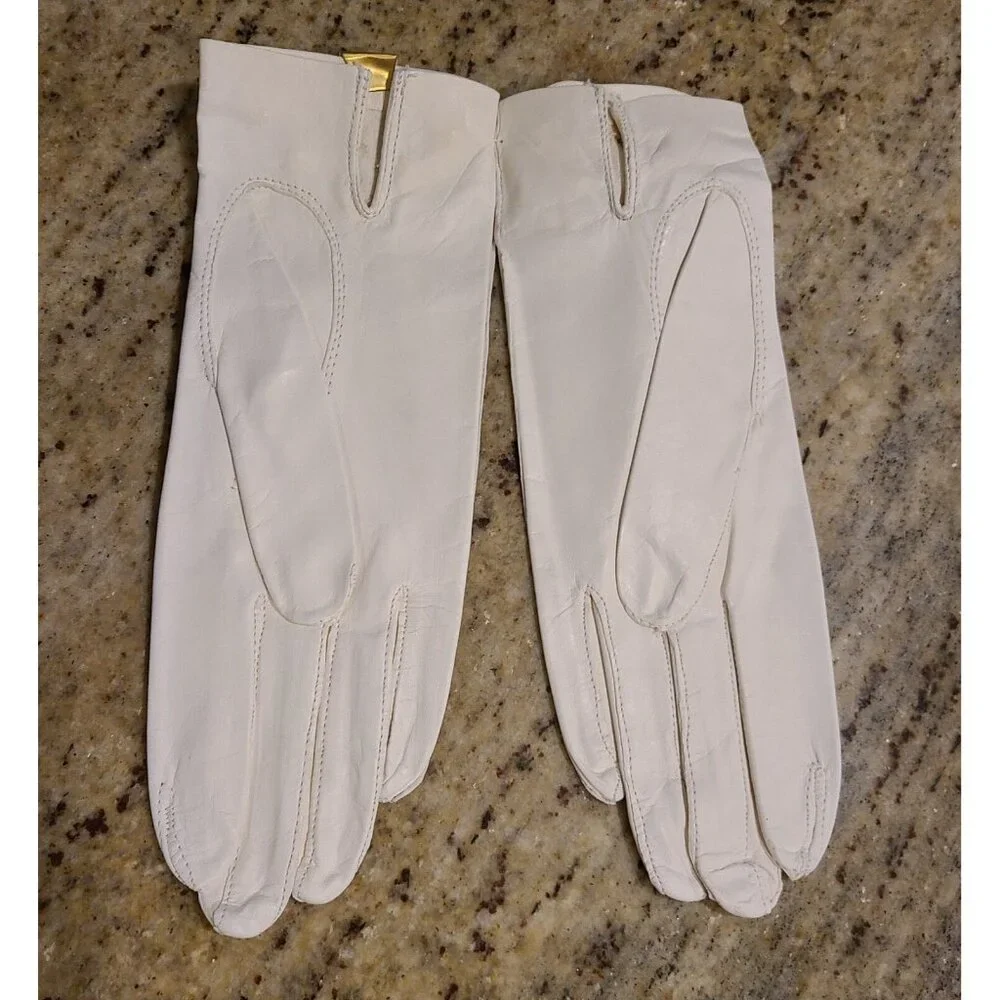 New! Vintage Size M 7 White Leather Formal 8.5